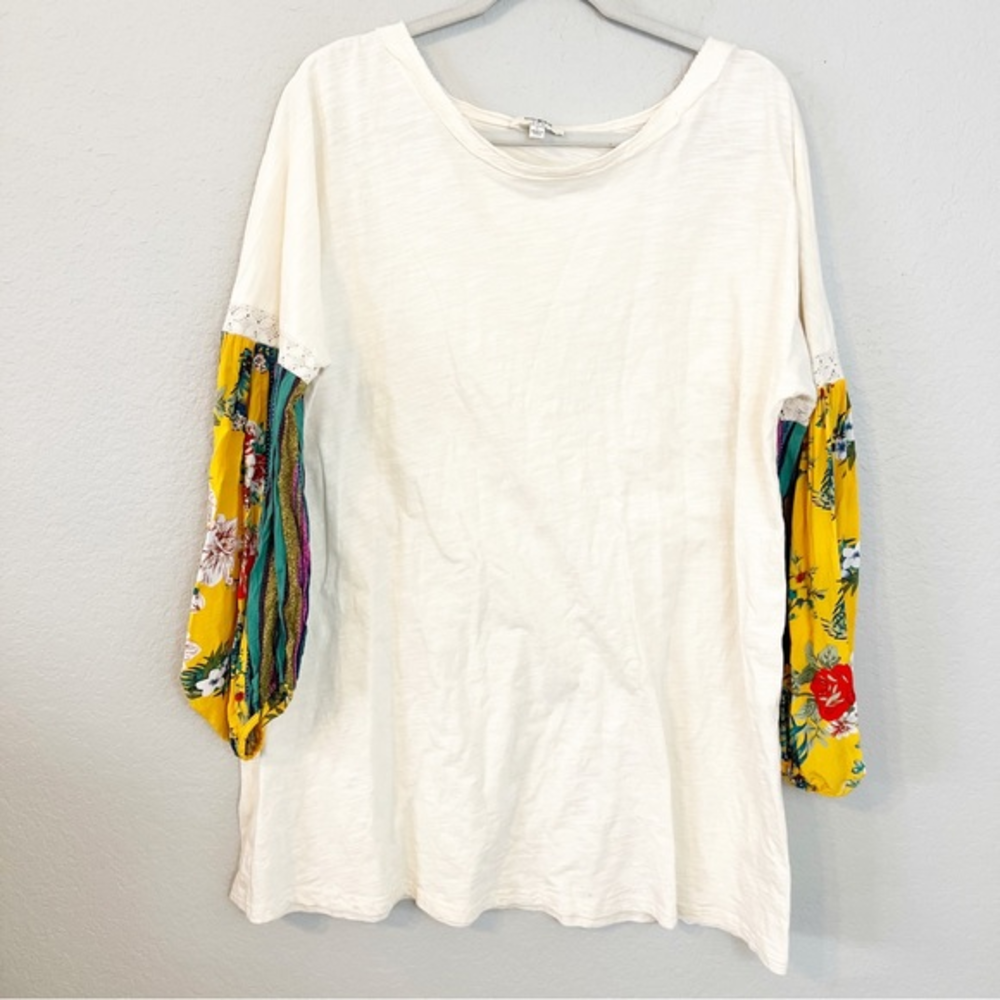 Umgee Boutique Balloon‎ Sleeve Cream Dress Multicolor Sleeves T-Shirt Dre…